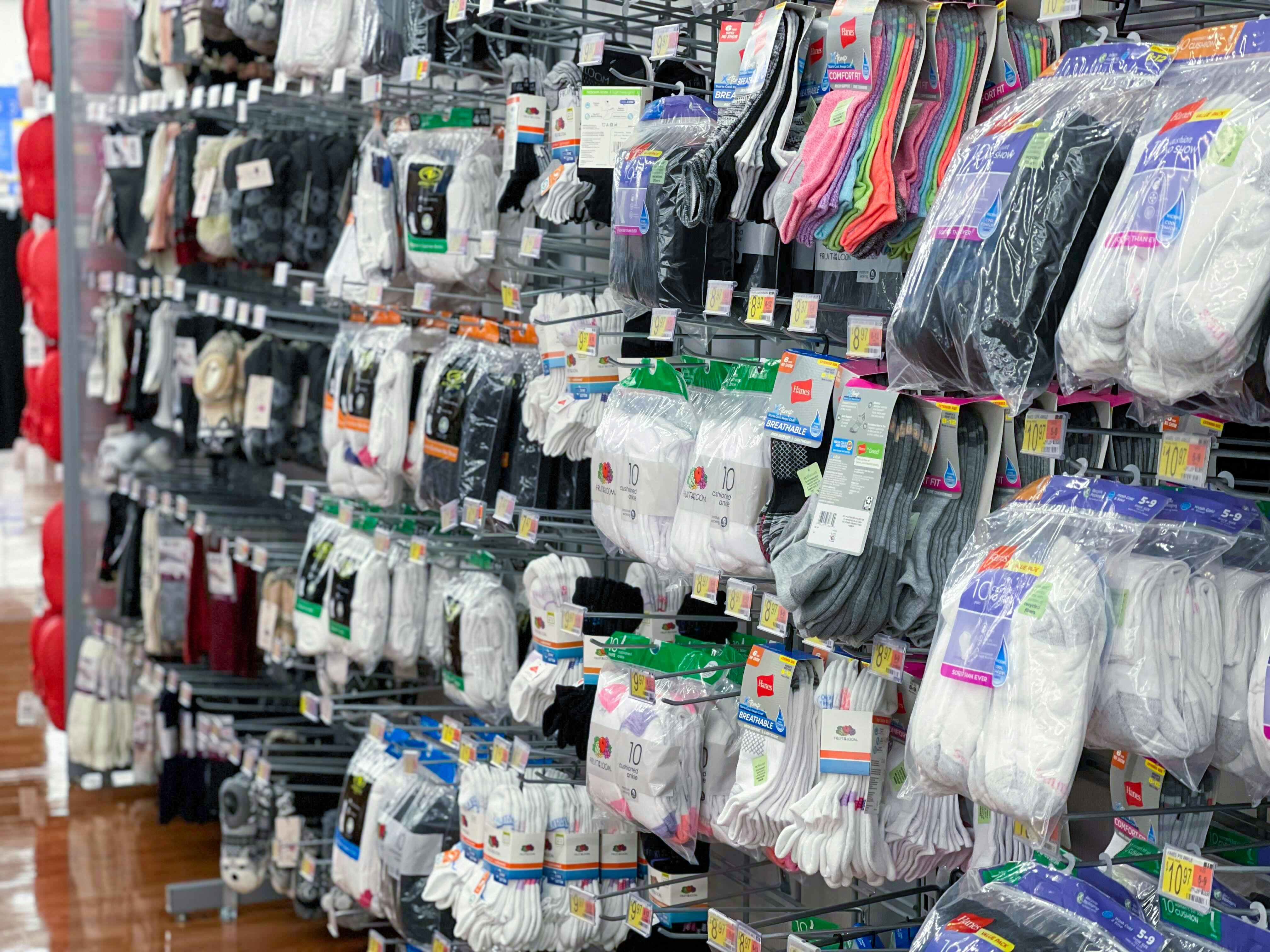 overview of walmart sock aisle