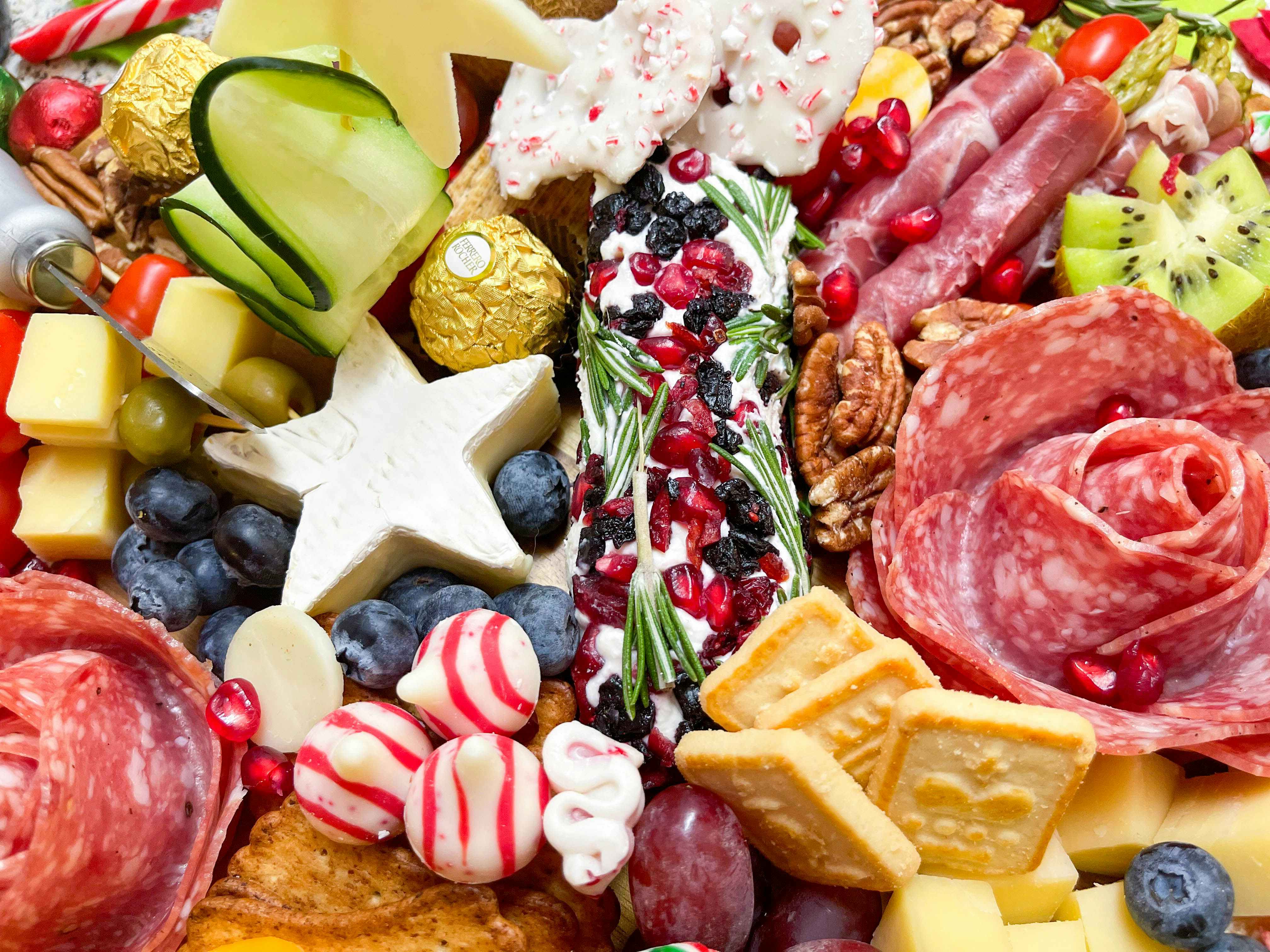holiday charcuterie board close up