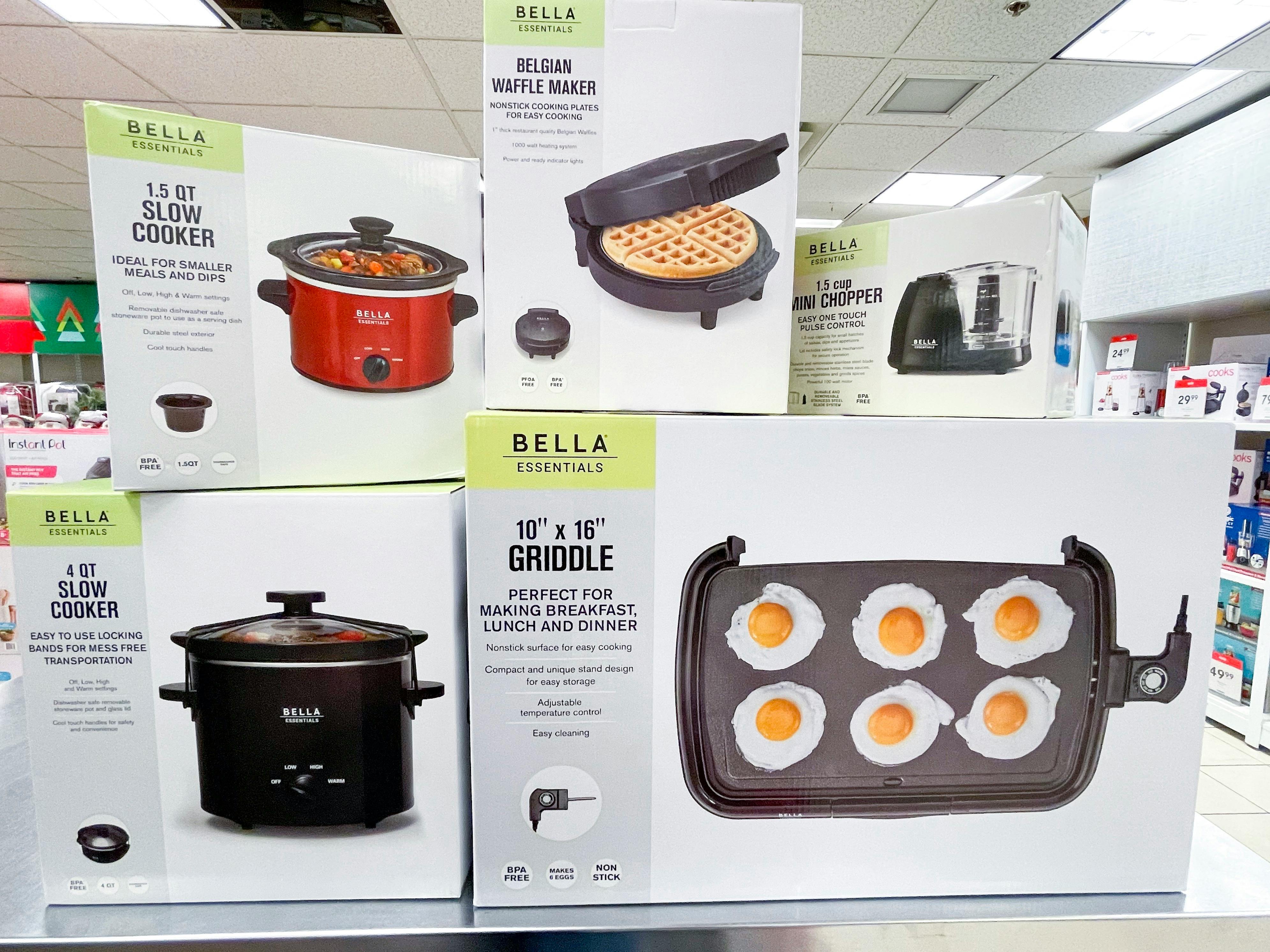 Small Bella appliances stacked on display at JCPenney.