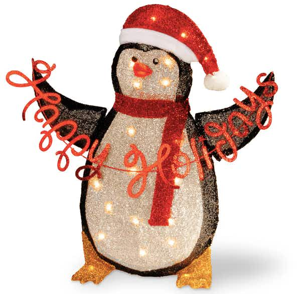 National Tree Company Pre-Lit 29-in. Tinsel Penguin Decor