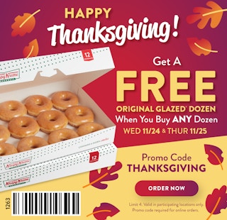 Krispy Kreme BOGO free Thanksgiving donuts
