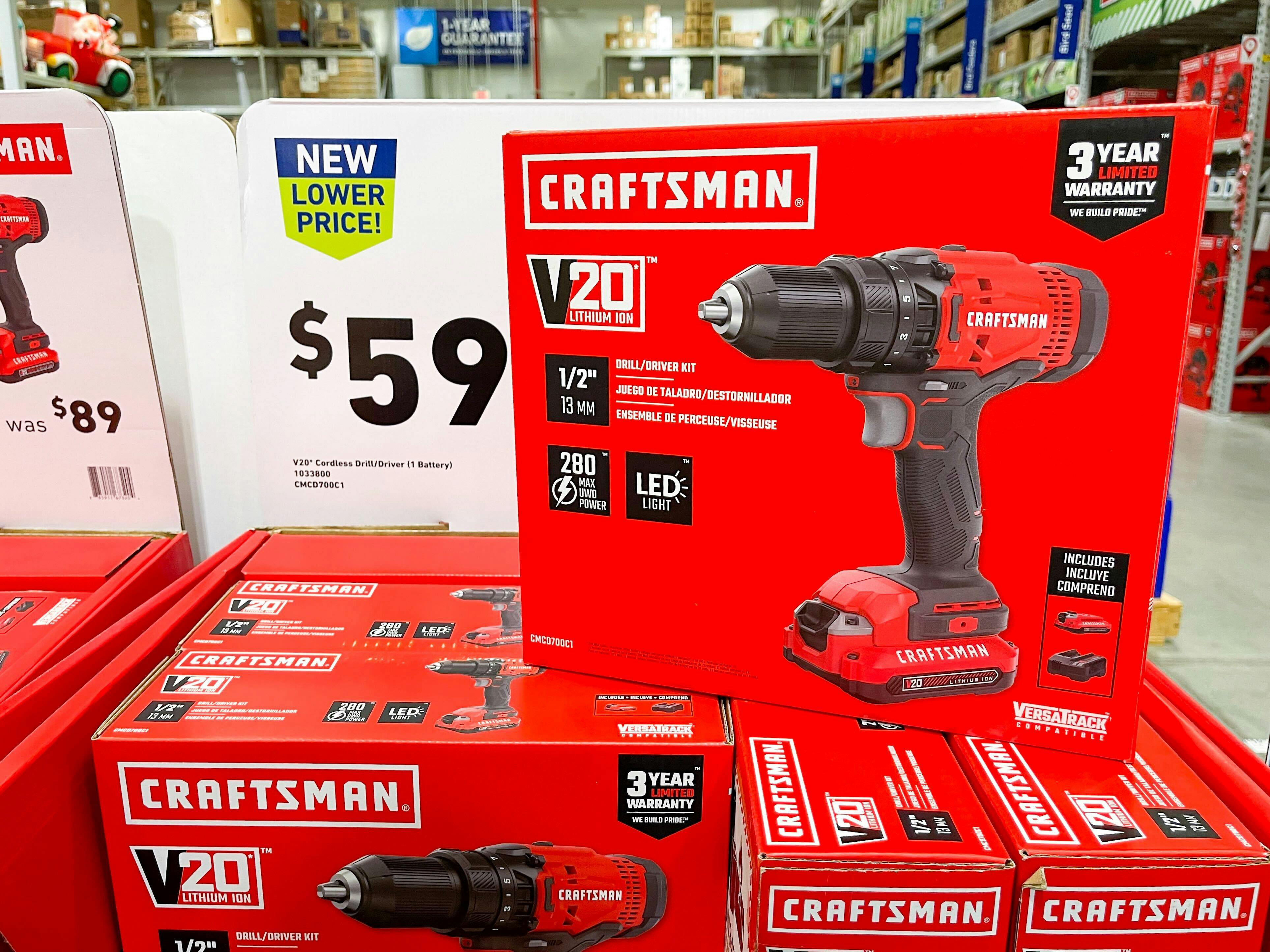 craftsman v20 power tools on display on sale at lowe's for black friday