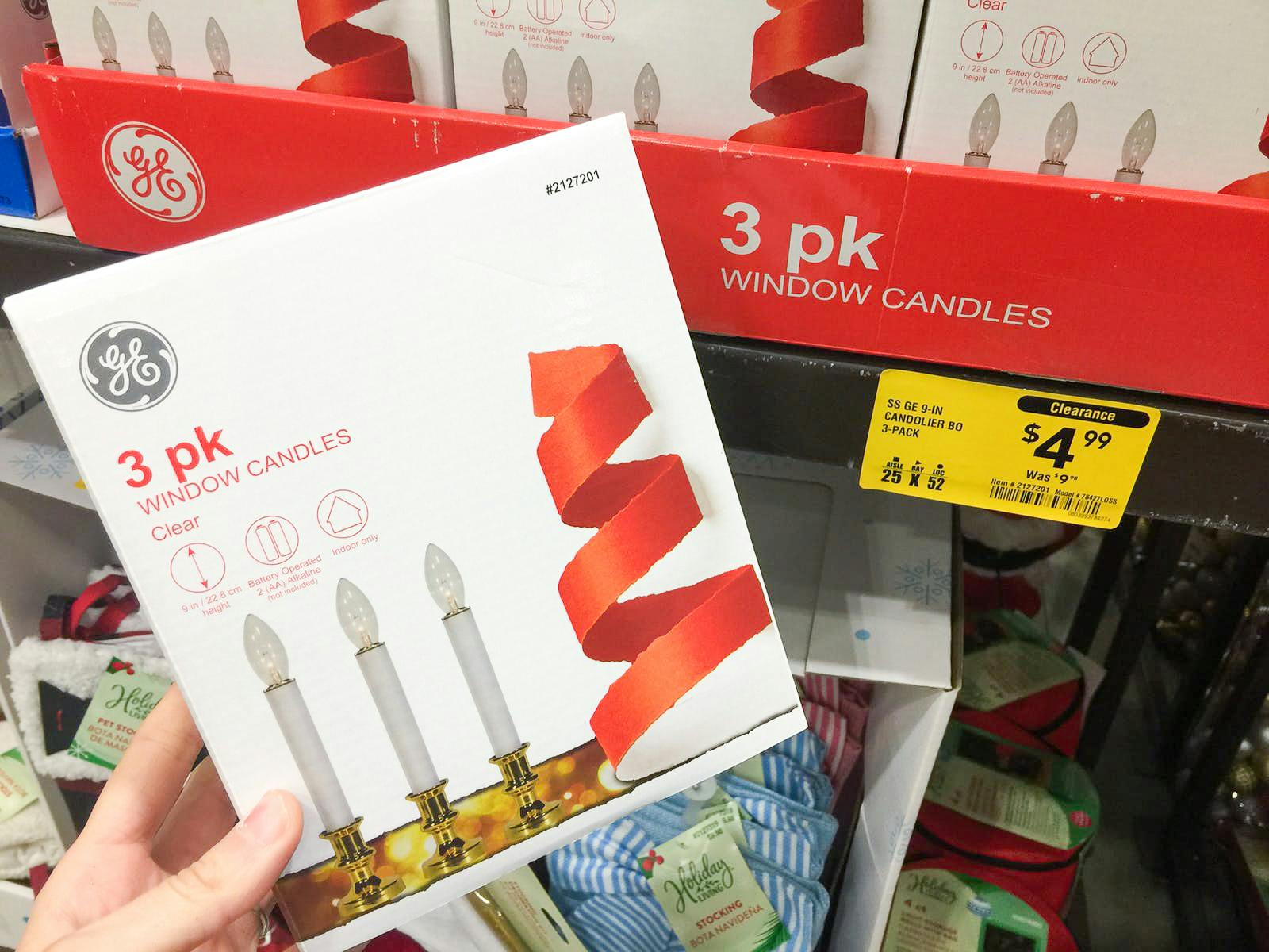 3 pack of window candles on sale in store at Lowe's christmas clearance