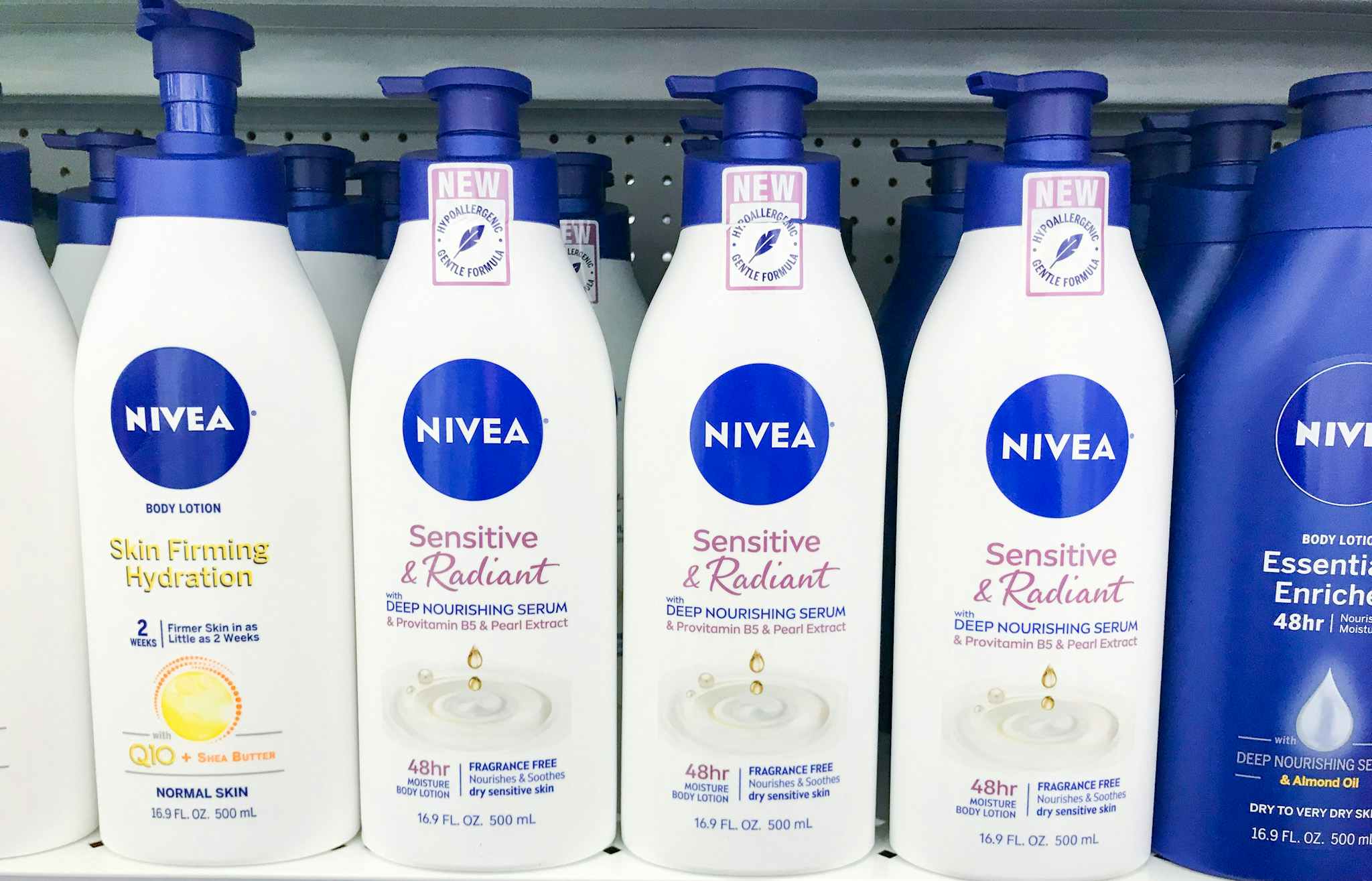 nivea sensitive and radiant lotion on a target shelf