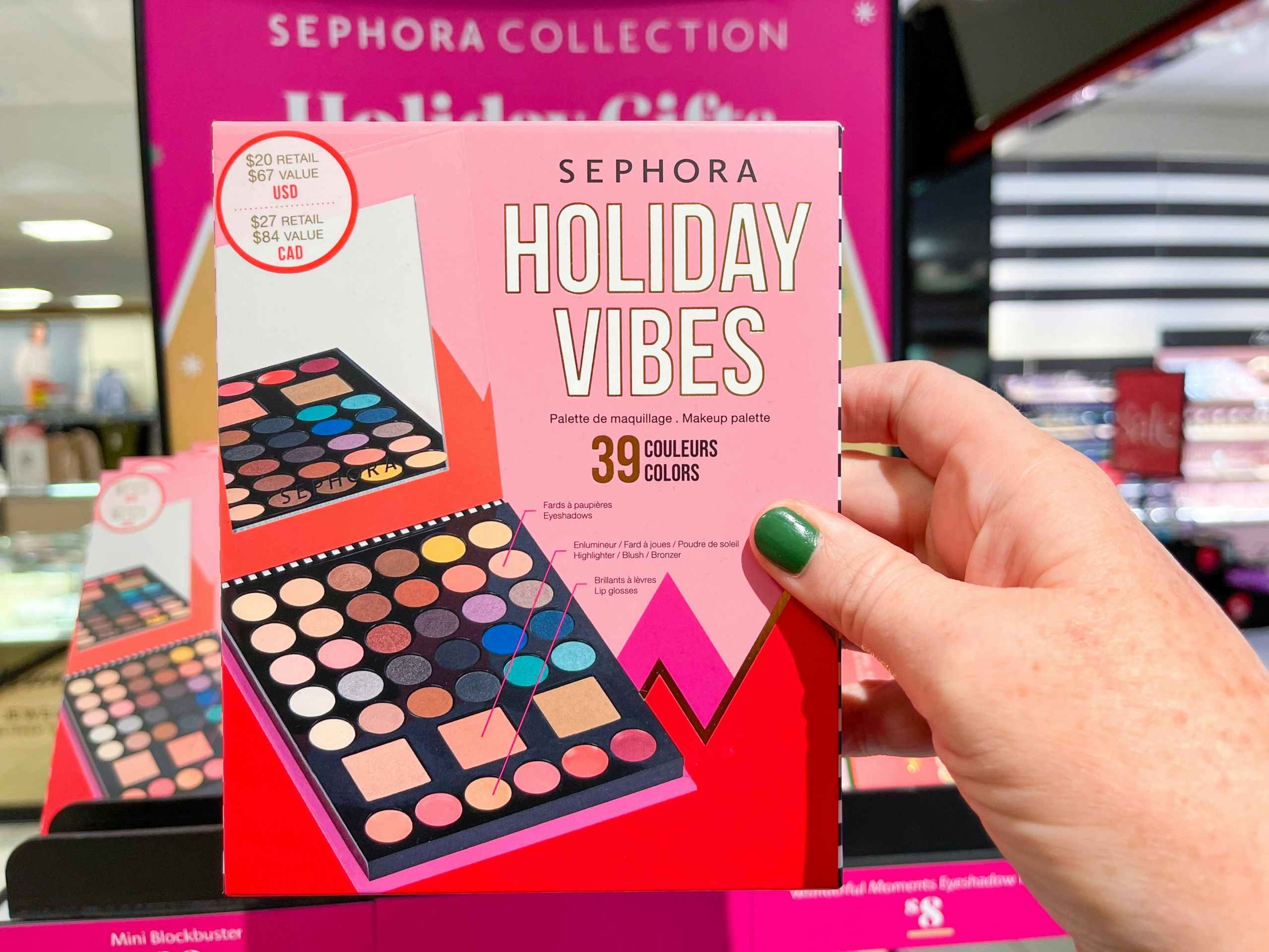 sephora holiday gift sets being held