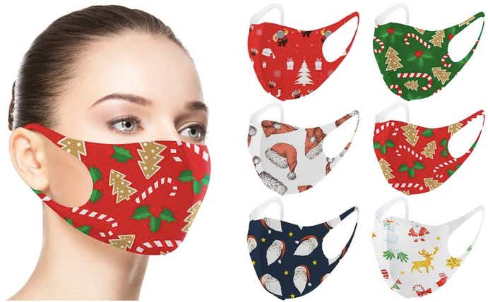 tanga Reusable Holiday-Themed Face Masks 6-Pack stock image 2021 1