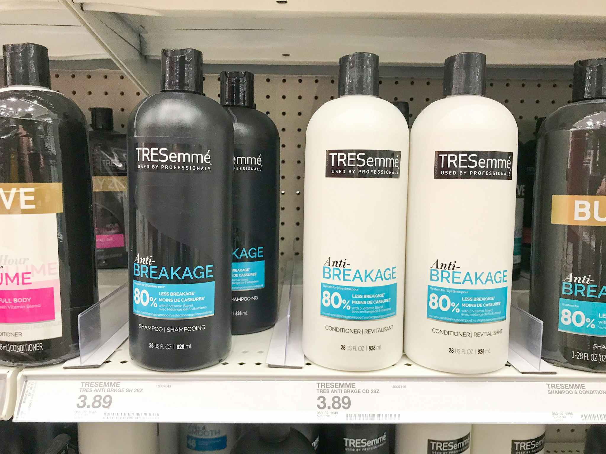 tresemme shampoo and conditioner on a target shelf