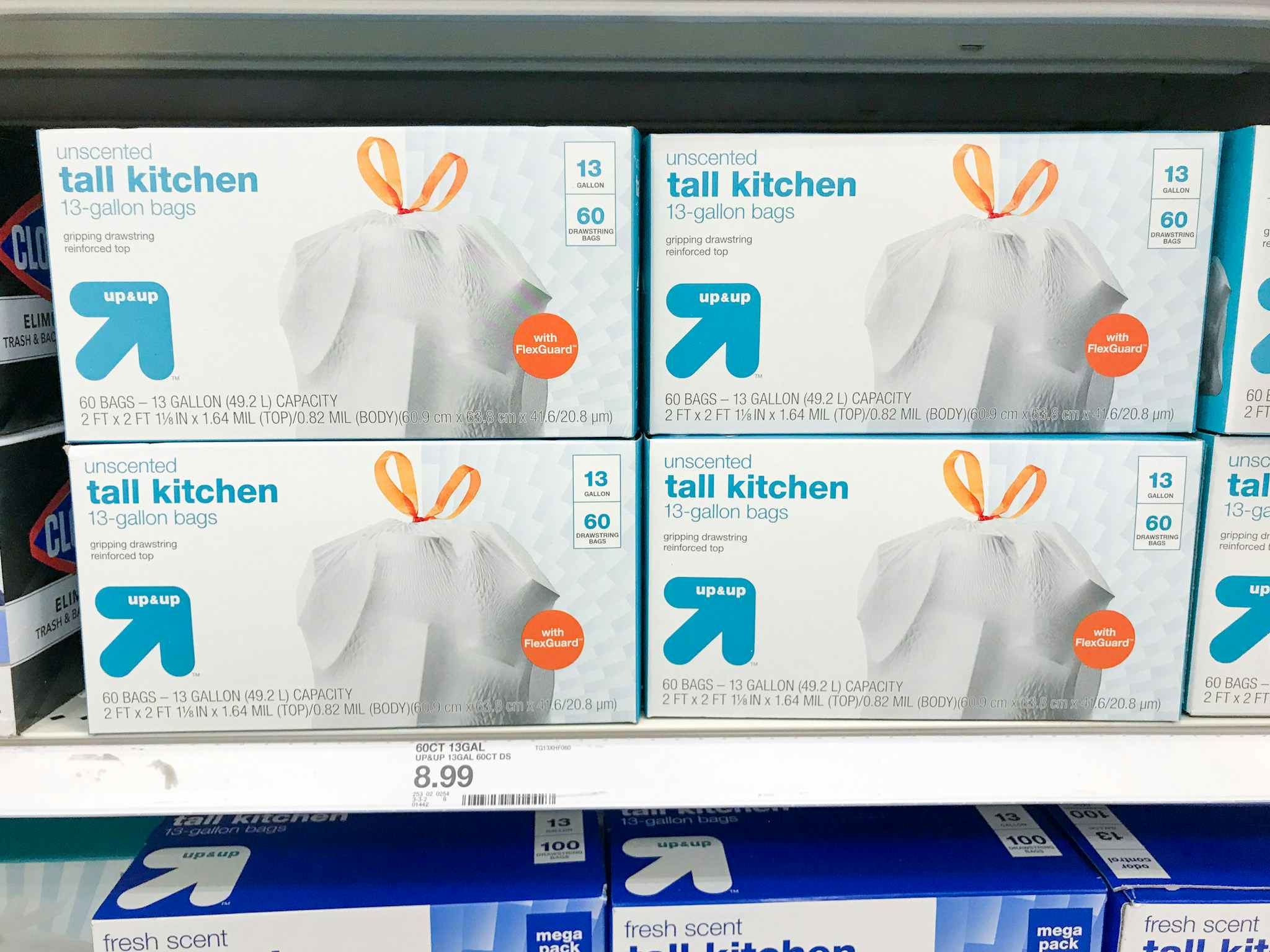 up and up kitchen trash bags on a target shelf