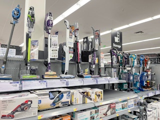 A view of the vacuum selection and display at Walmart.
