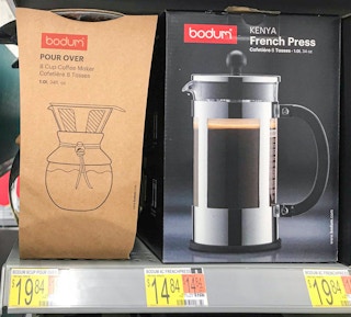walmart bodum pour over coffee maker on shelf