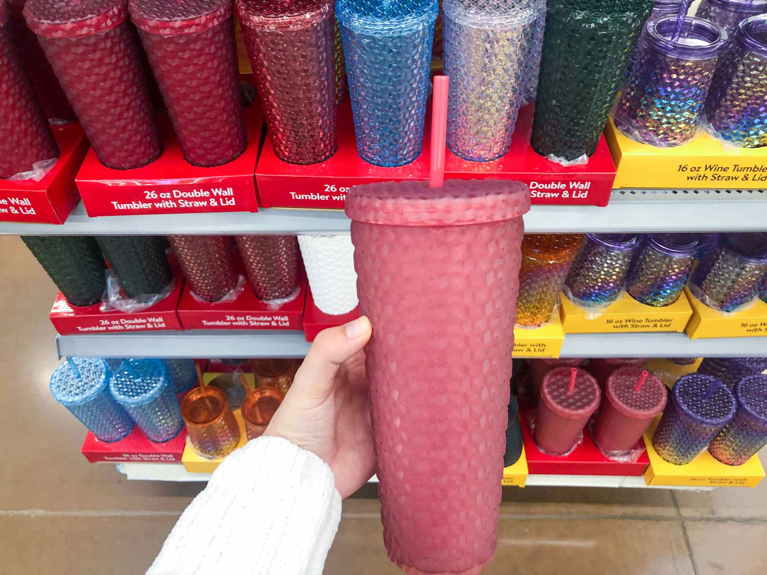 walmart holiday time studded tumbler hand holding