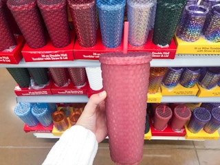 walmart holiday time studded tumbler hand holding