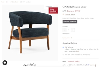 west elm website open box chair