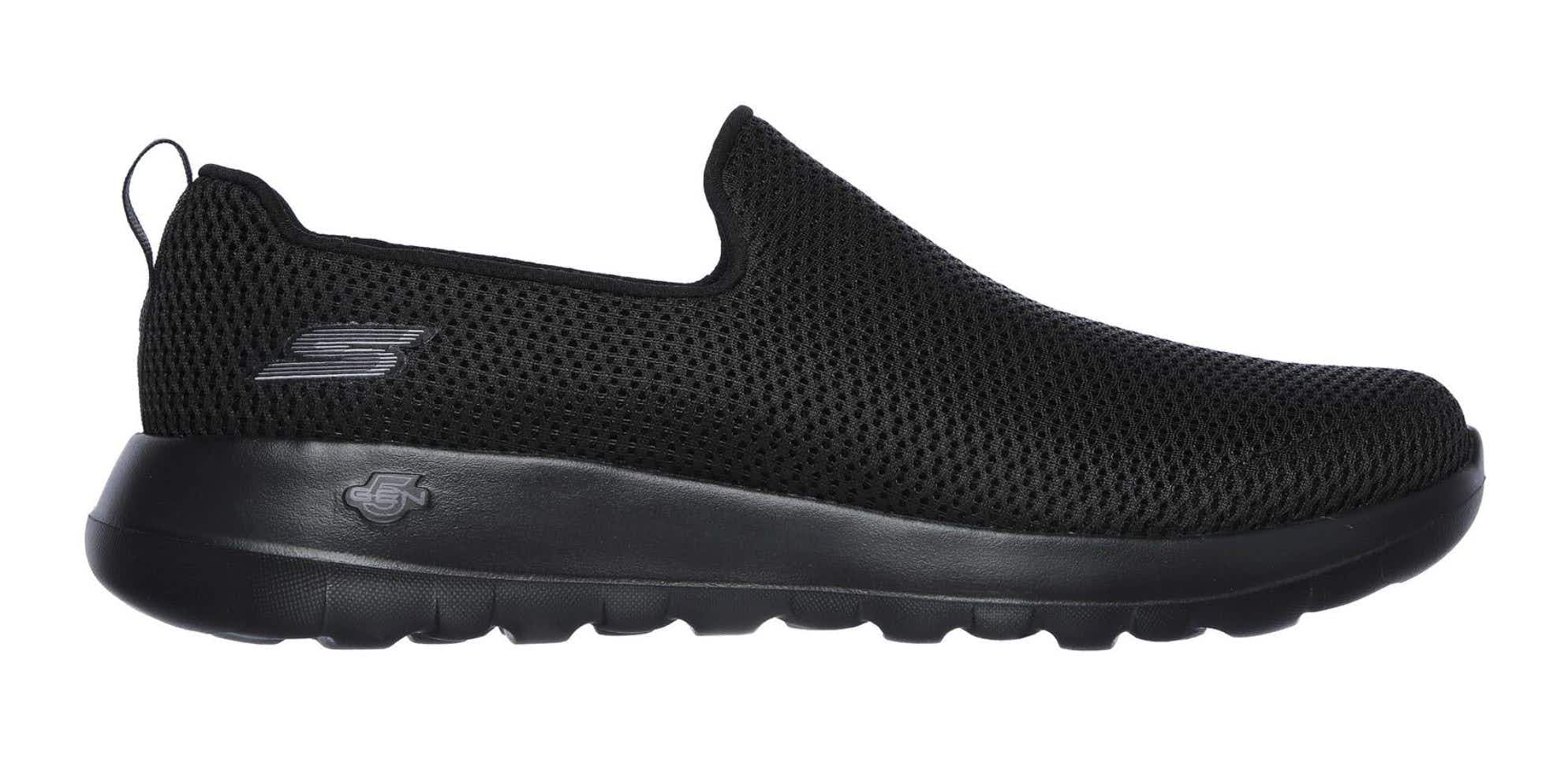 A Skechers GoWalk shoe in the color black.