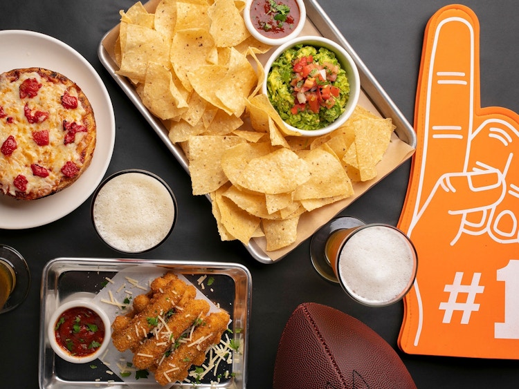 Chips, salsa, and other appetizers from BJ's restaurant