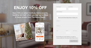 Home Depot coupon page