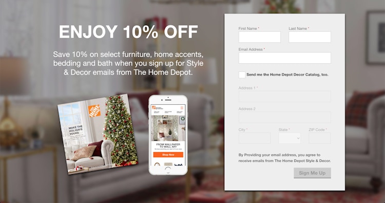 Home Depot coupon page