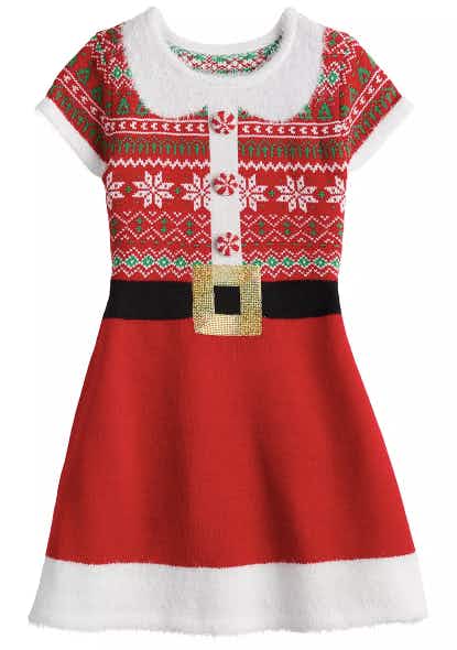 Celebrate Together Girls' Santa Claus Sweater Dress