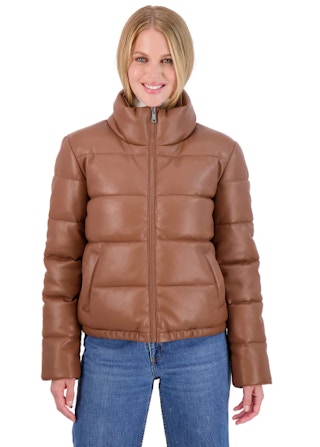 Juniors' Sebby Faux Leather Puffer Jacket