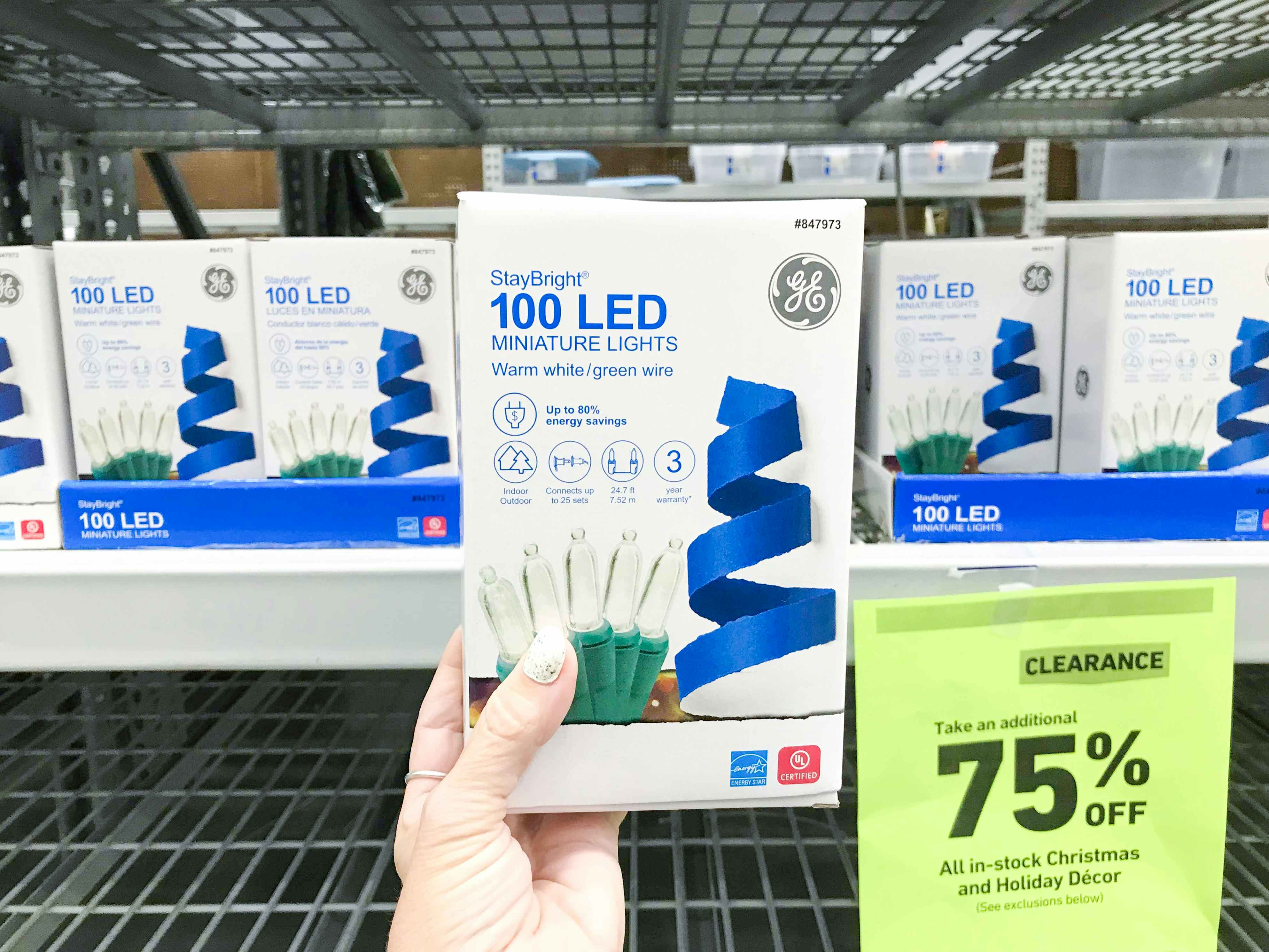 lowes christmas clearance ge staybright mini lights hand holding