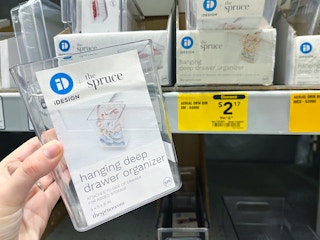 lowes year end clearance drawer organizer hand holding