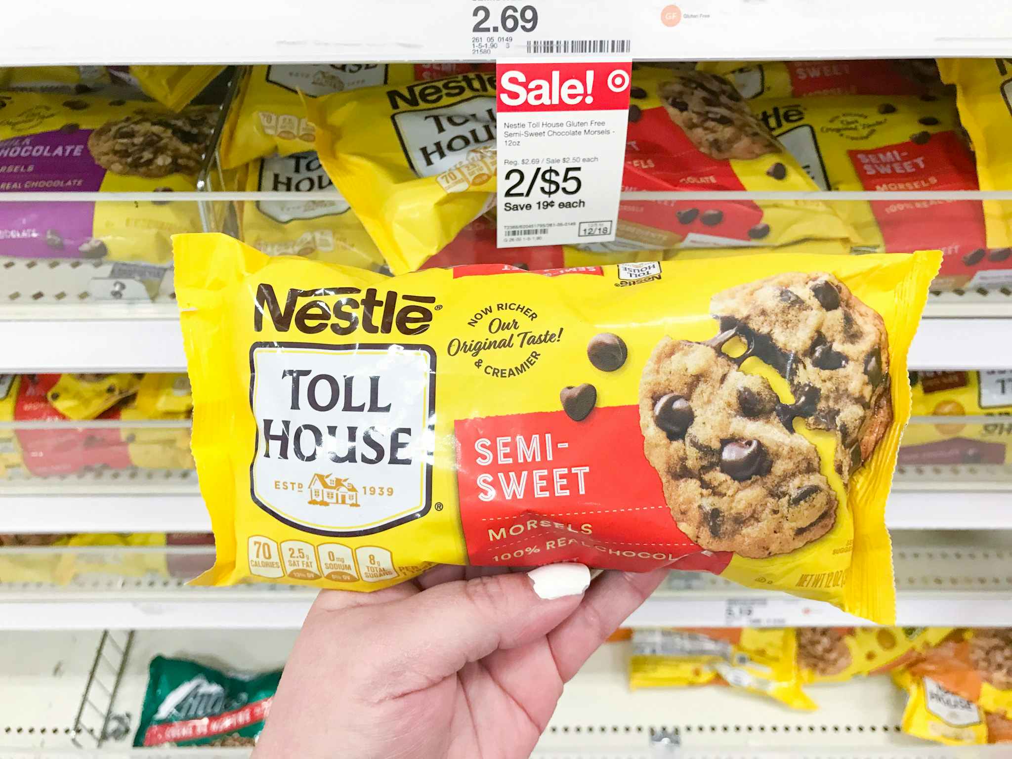 hand holding nestle tollhouse morsels at Target