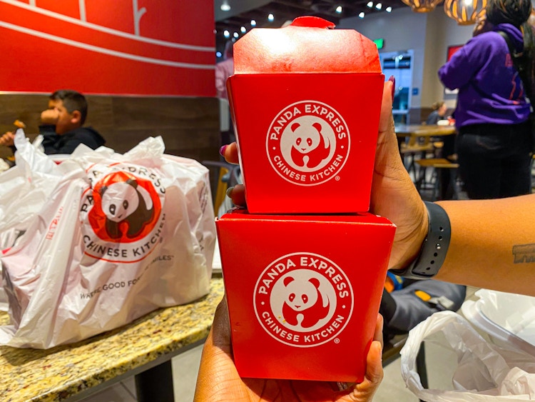 a small and large Panda Express side placed on top of each other