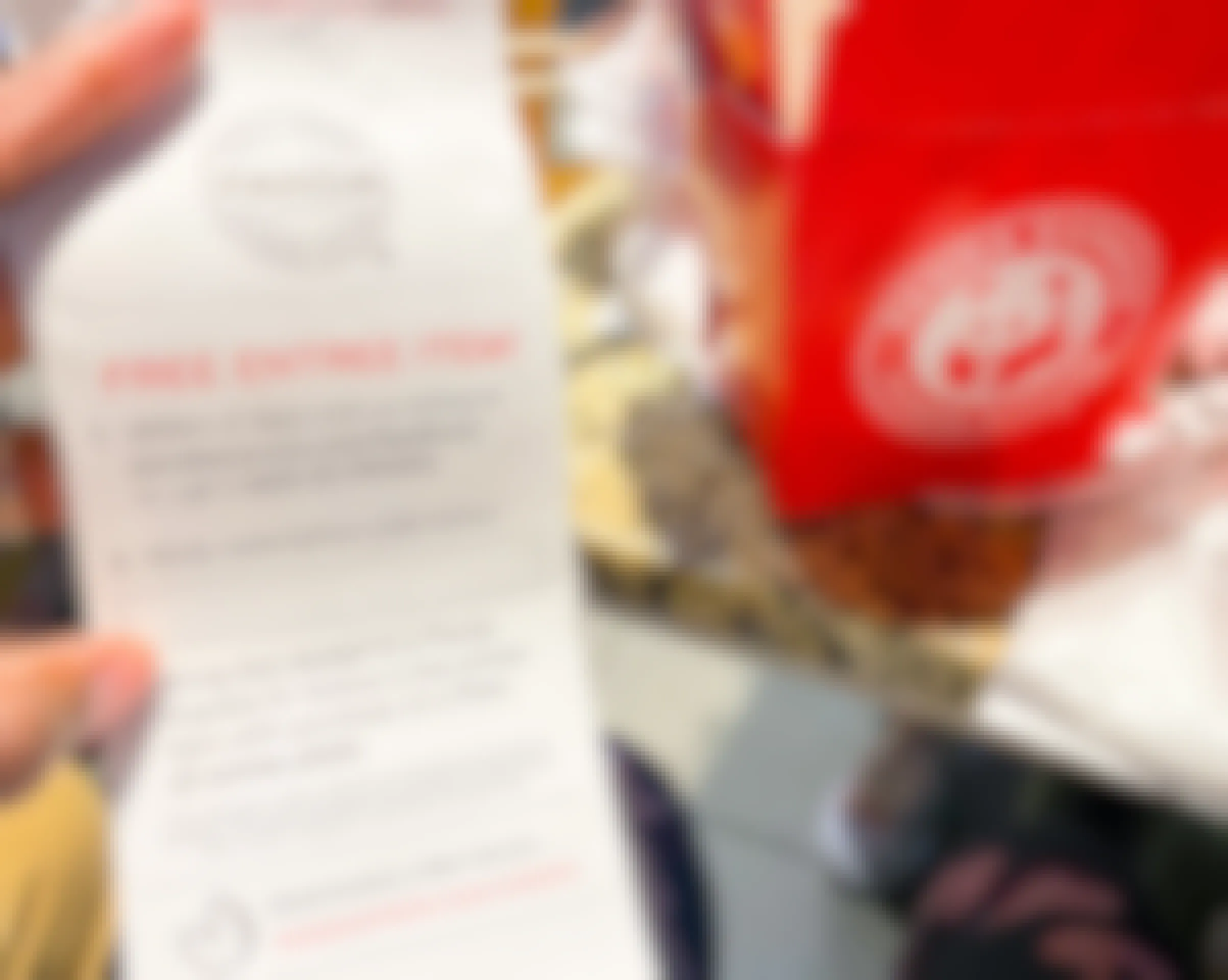 Someone holding a Panda Express receipt showing the survey offer for a free entree