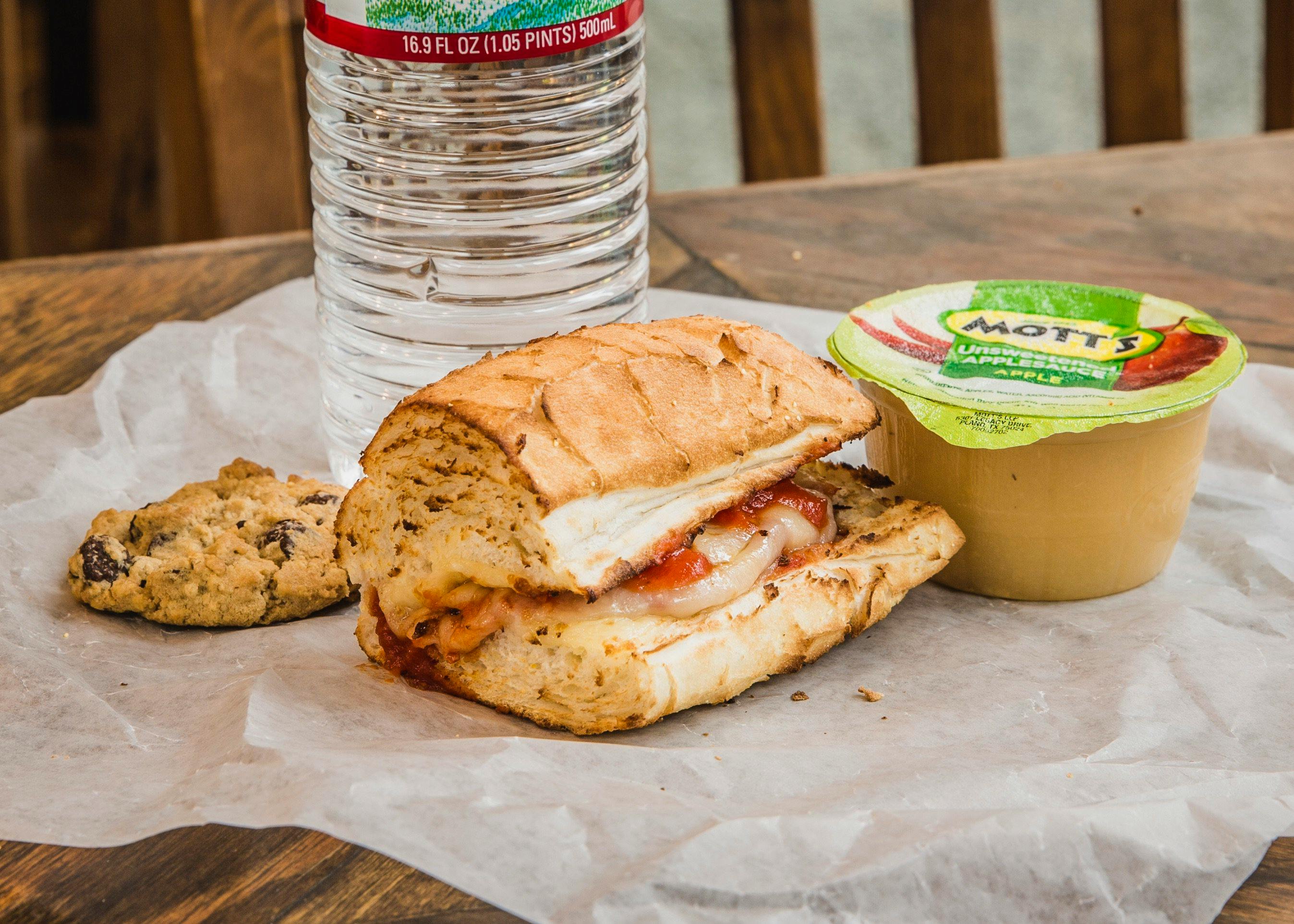 Potbelly kids meal with sandwich, cookie, side and bottle of water
