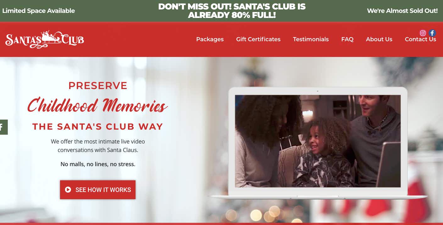 Santa's Club homepage
