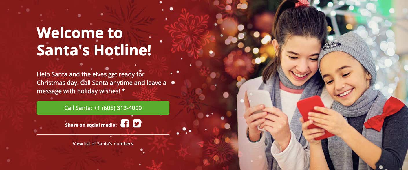 Santa's hotline homepage