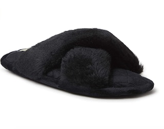 Dearfoams Women's Jessica Faux Fur Cross Band Slippers