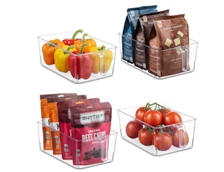 4 Clear Refrigerator Pantry Organizer Bins 