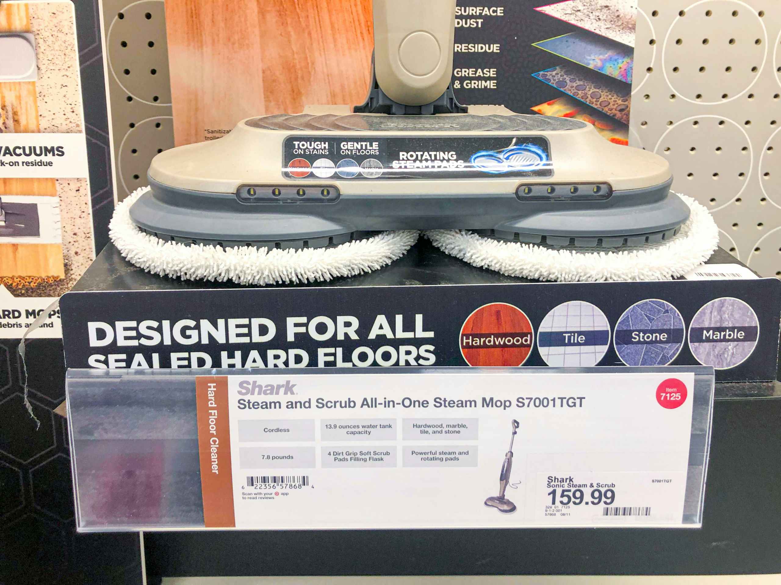 Shark steam mop head on display at Target