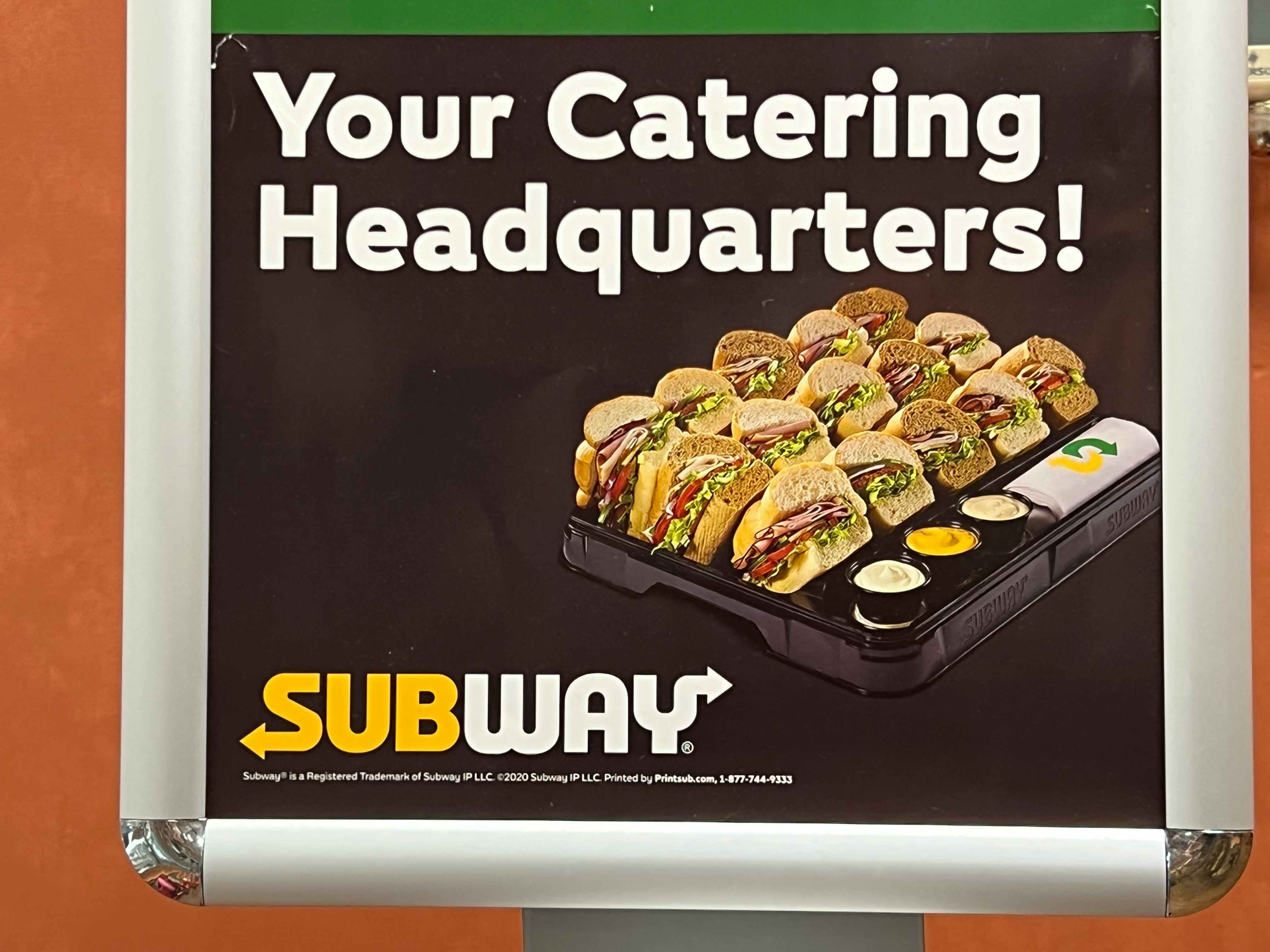 subway catering sign
