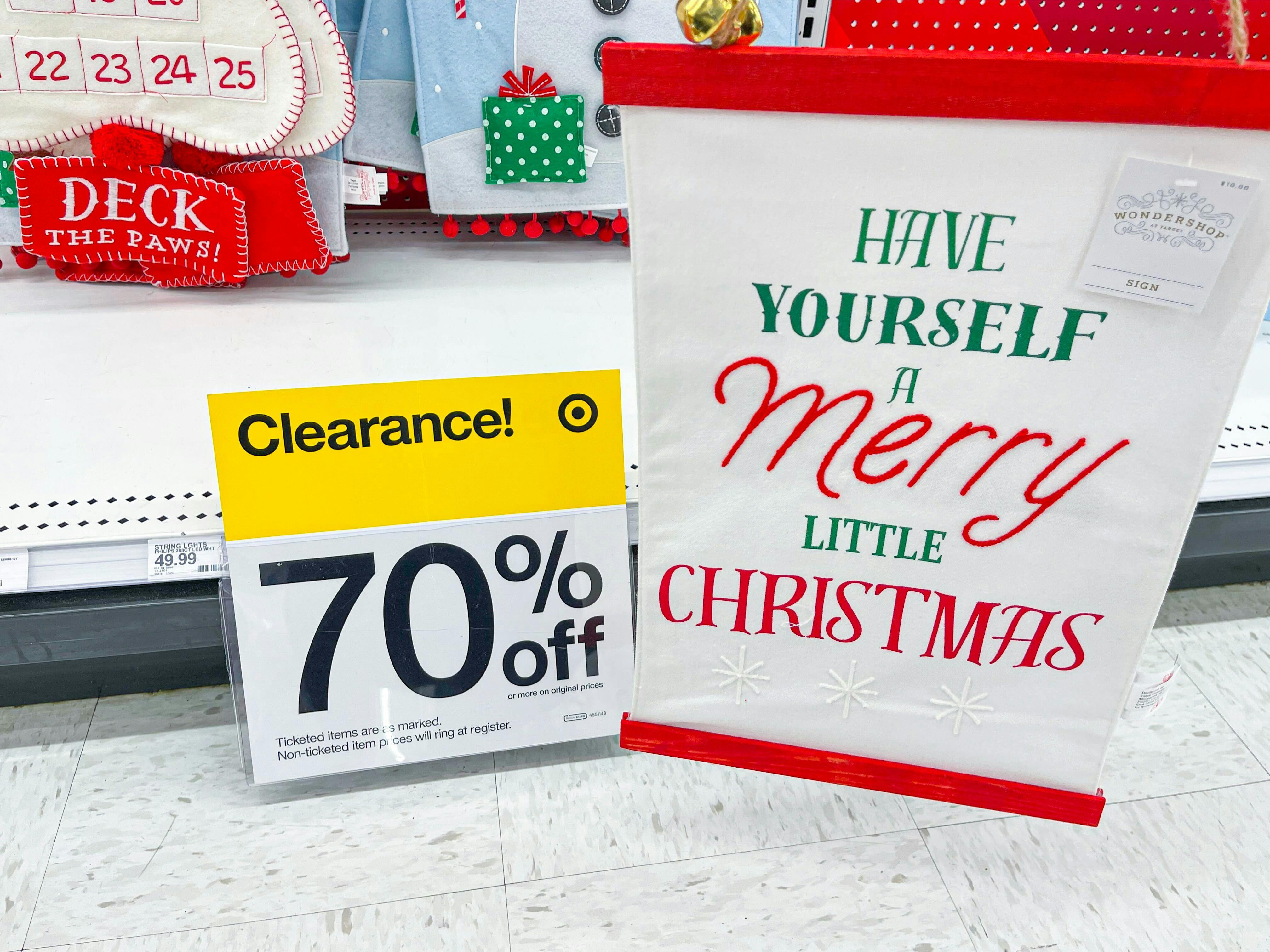 christmas clearance and sign in target