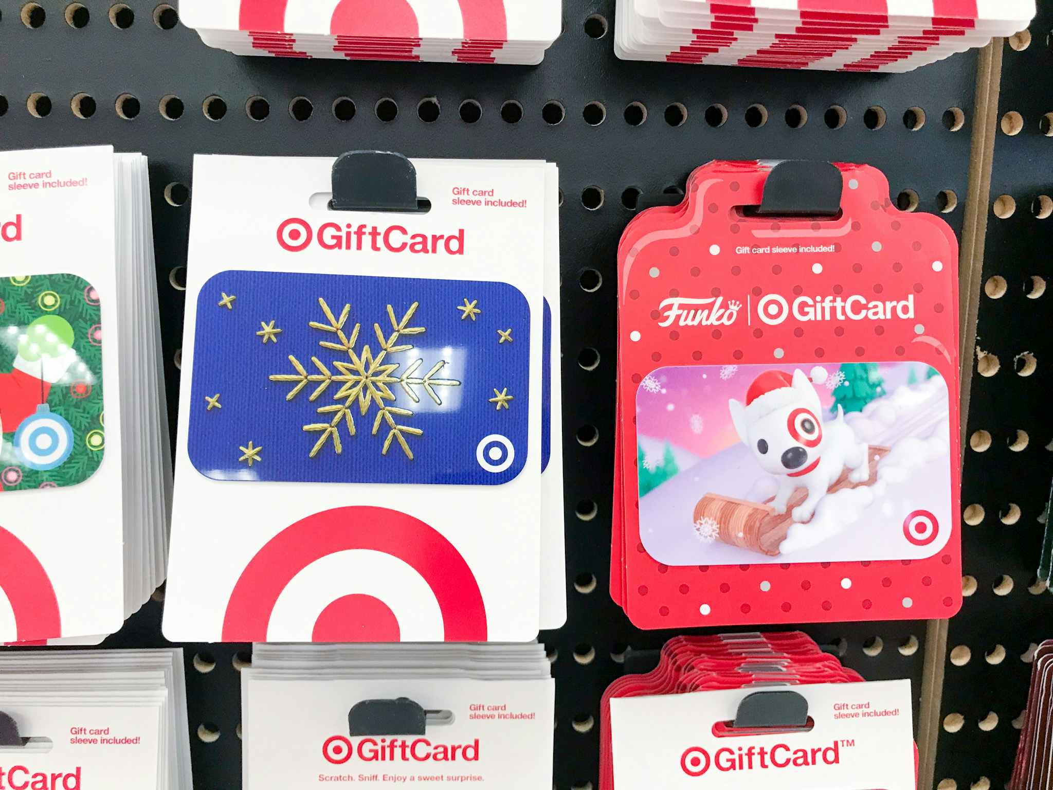 target gift cards on a display