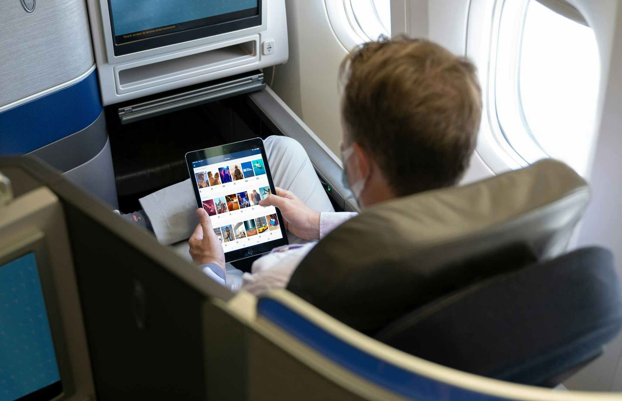 United Airlines app on a tablet