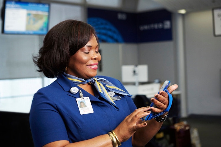 United Airlines woman customer service agent