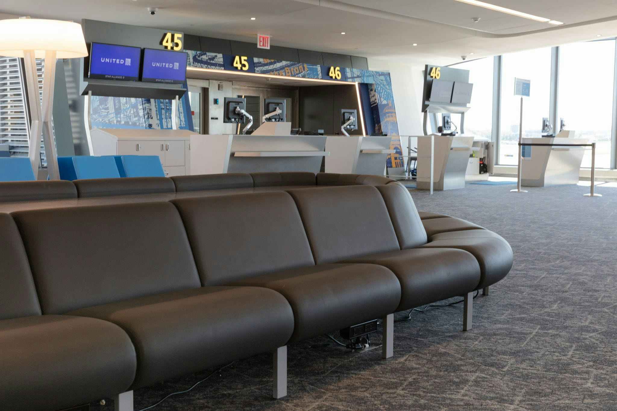 United Airlines gate seating area