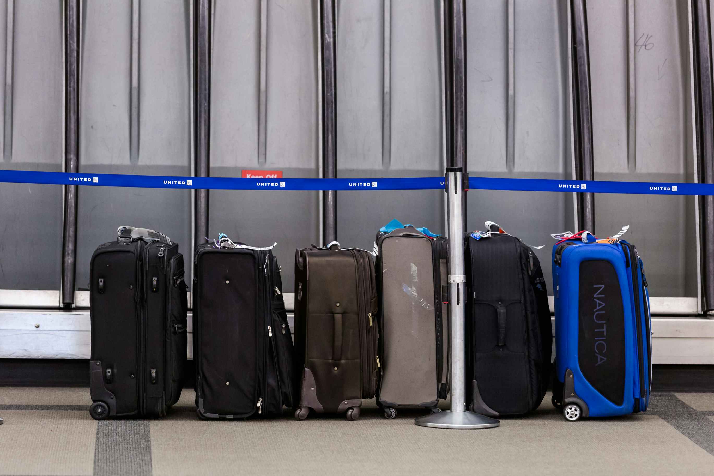 Luggage at a United Airlines terminal