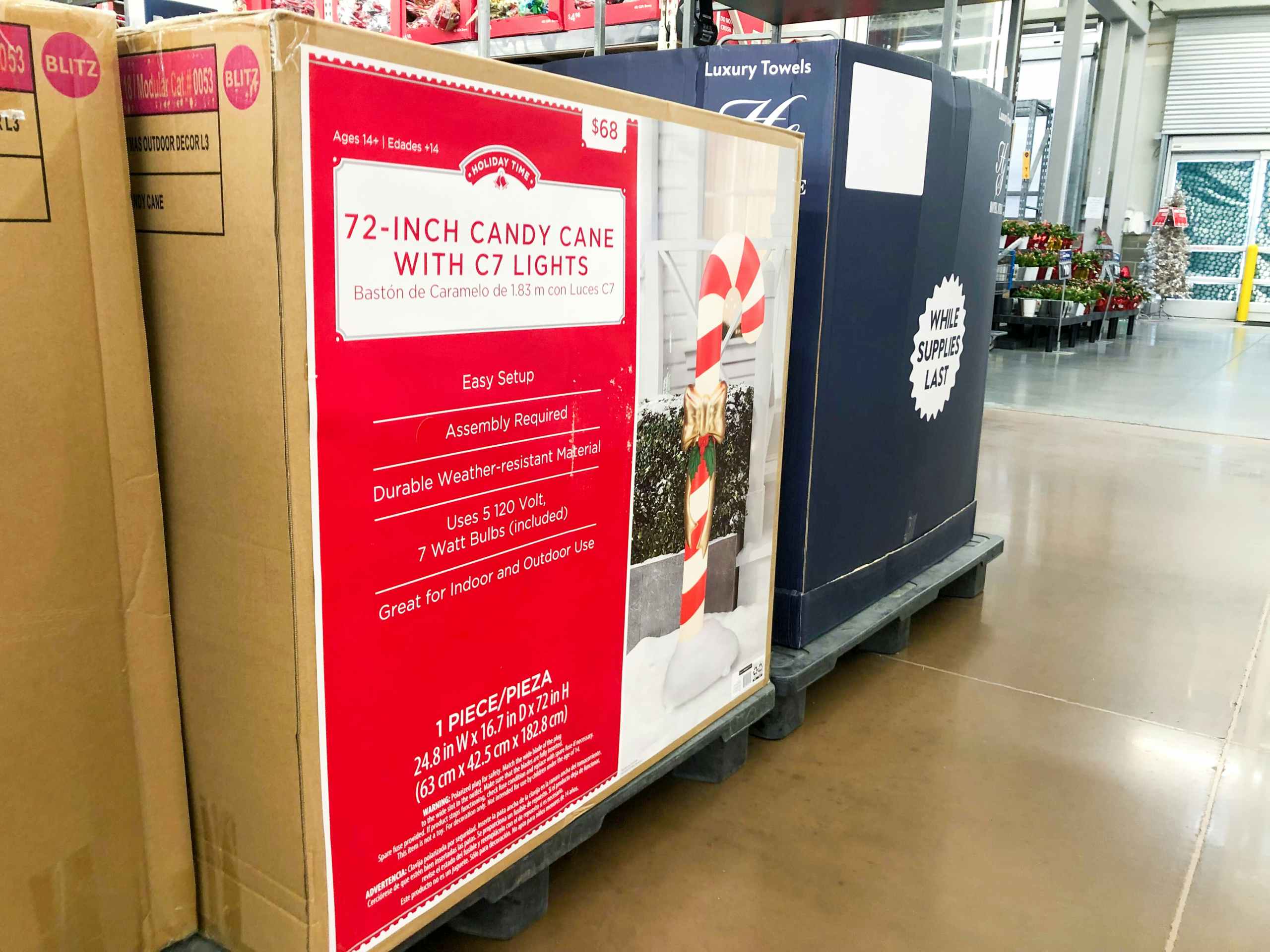 walmart holiday time candy cane with lights on display