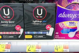walmart u by kotex liners on shelf