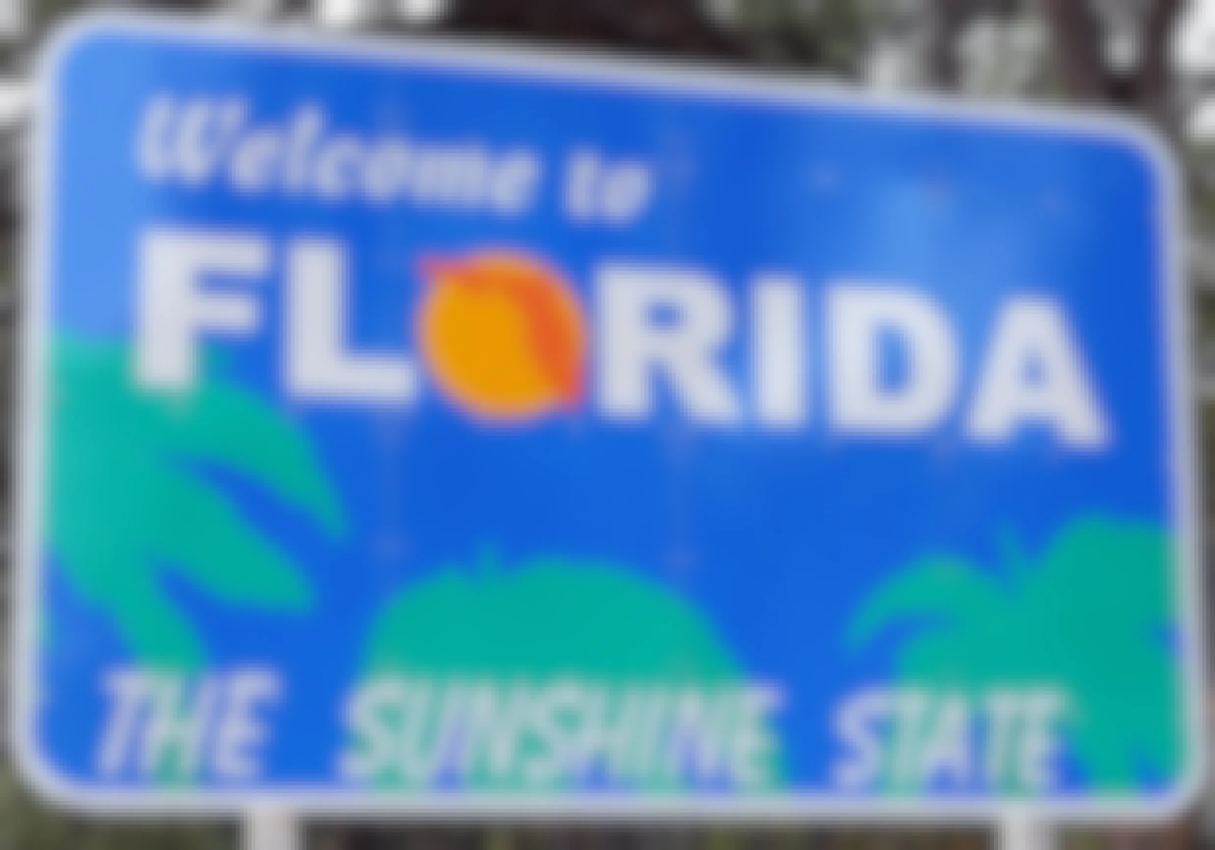 Close up of the Welcome to Florida road sign.