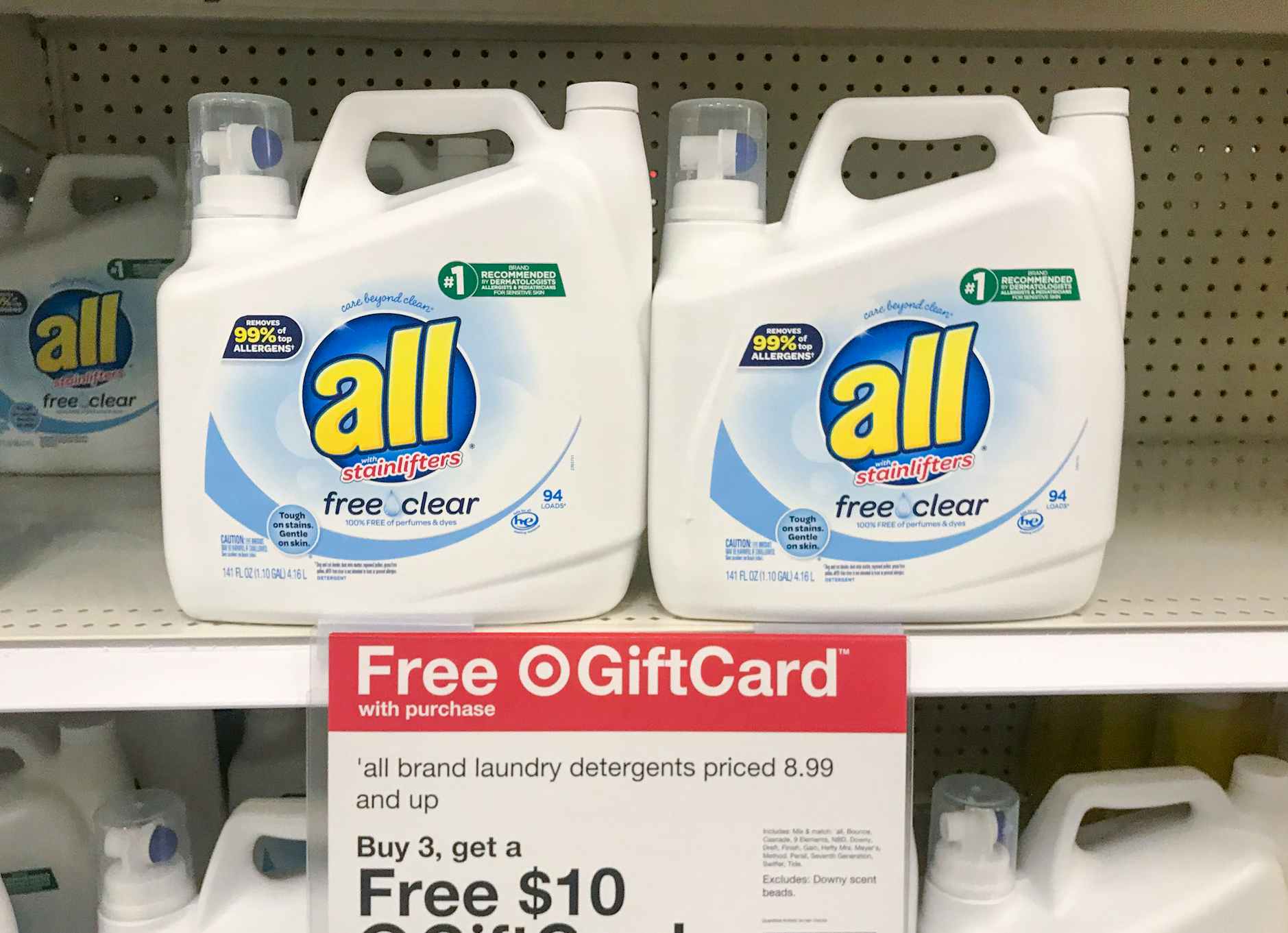 all laundry detergent on a target shelf