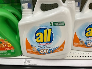 all laundry detergent on a target shelf