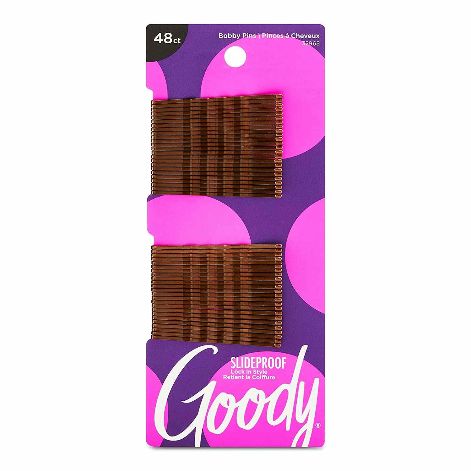 A 48-count pack of brown Goody bobby pins.