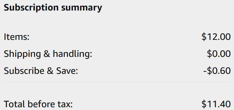An Amazon subscription summary ending in $11.40.