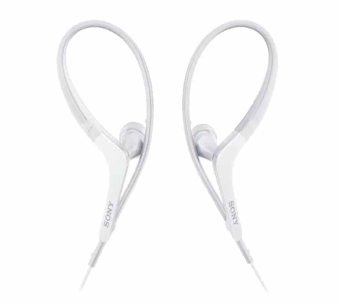 A pair of Sony sport in-ear headphones.