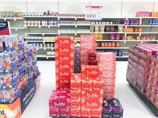 bubly sparkling water packs stacked on display at target